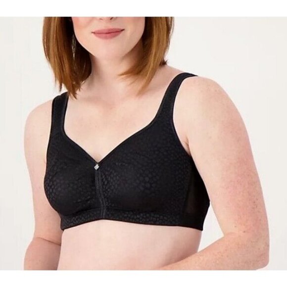 Breezies Wirefree Diamond Shimmer Unlined Support Bra Black 38 B - Picture 1 of 1